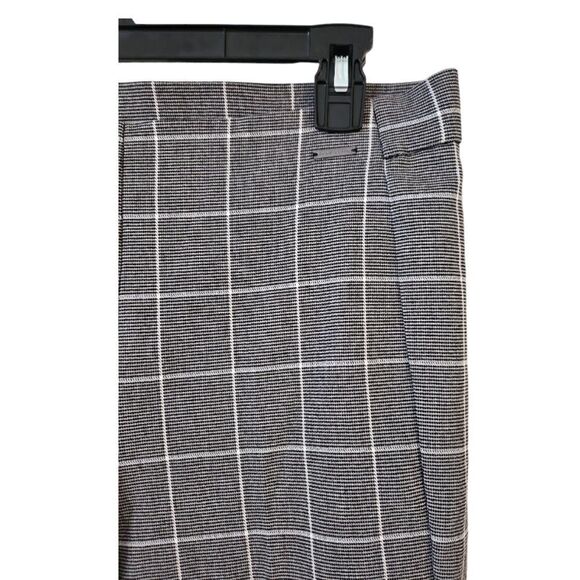 Anne Klein Women's Gray White Plaid Straight Leg Pull On Ankle Trousers Pants M - Picture 4 of 11